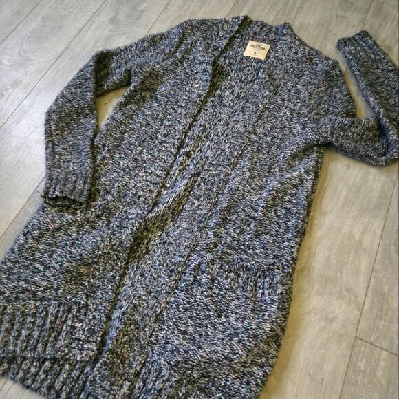 Hollister Sweaters - Cozy Hollister Black Marled Duster Cardigan Long Sleeve Sweater w/ Pockets M